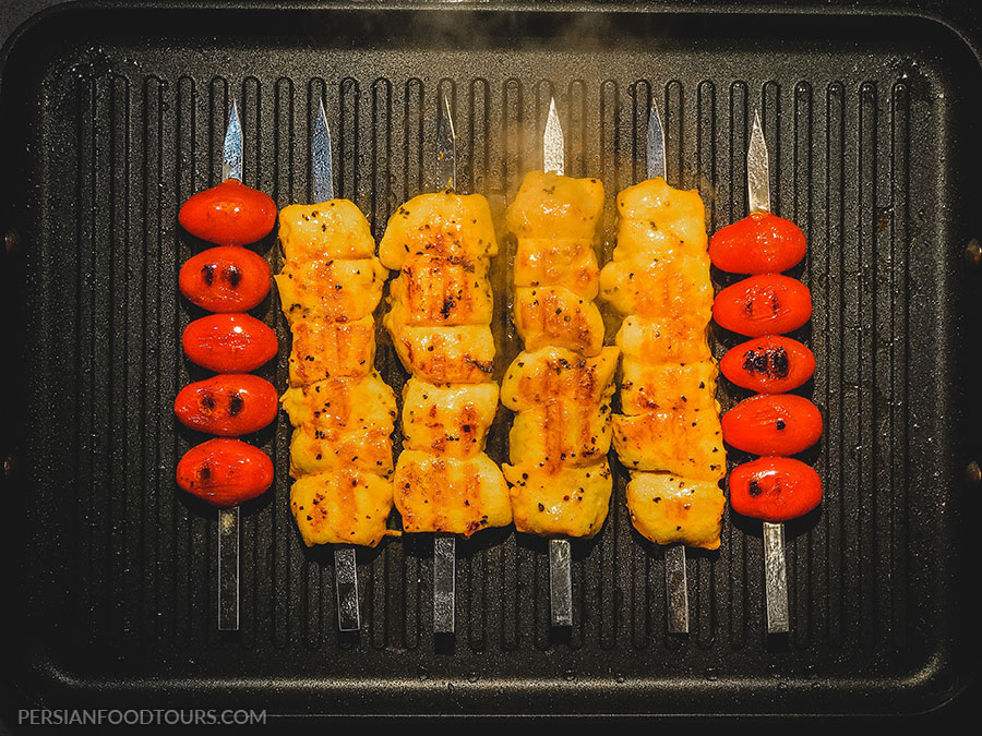 Joojeh Kabab on the grill